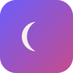 Quietsite app icon: a cream crescent moon on a dusk gradient