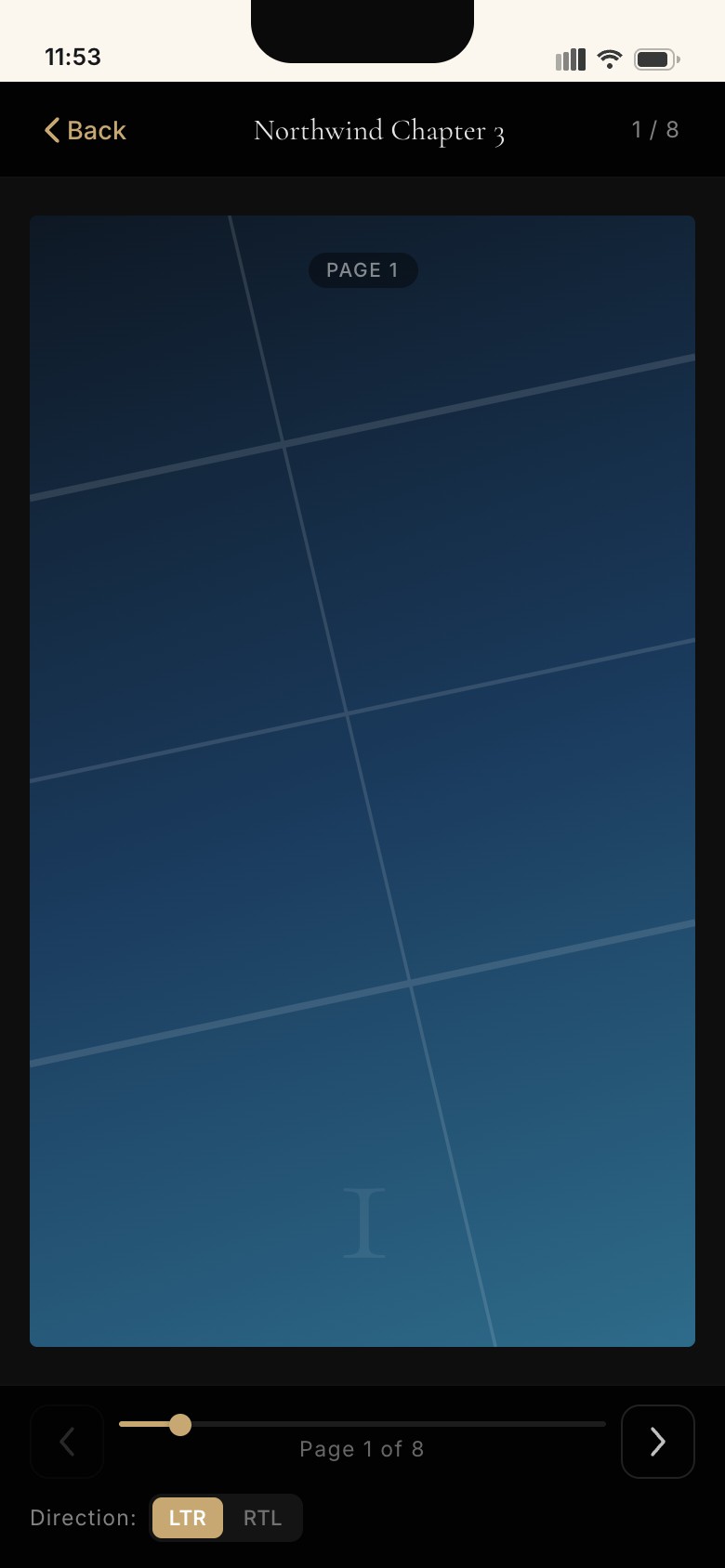 Conduit reader: a full-page comic view with a progress bar